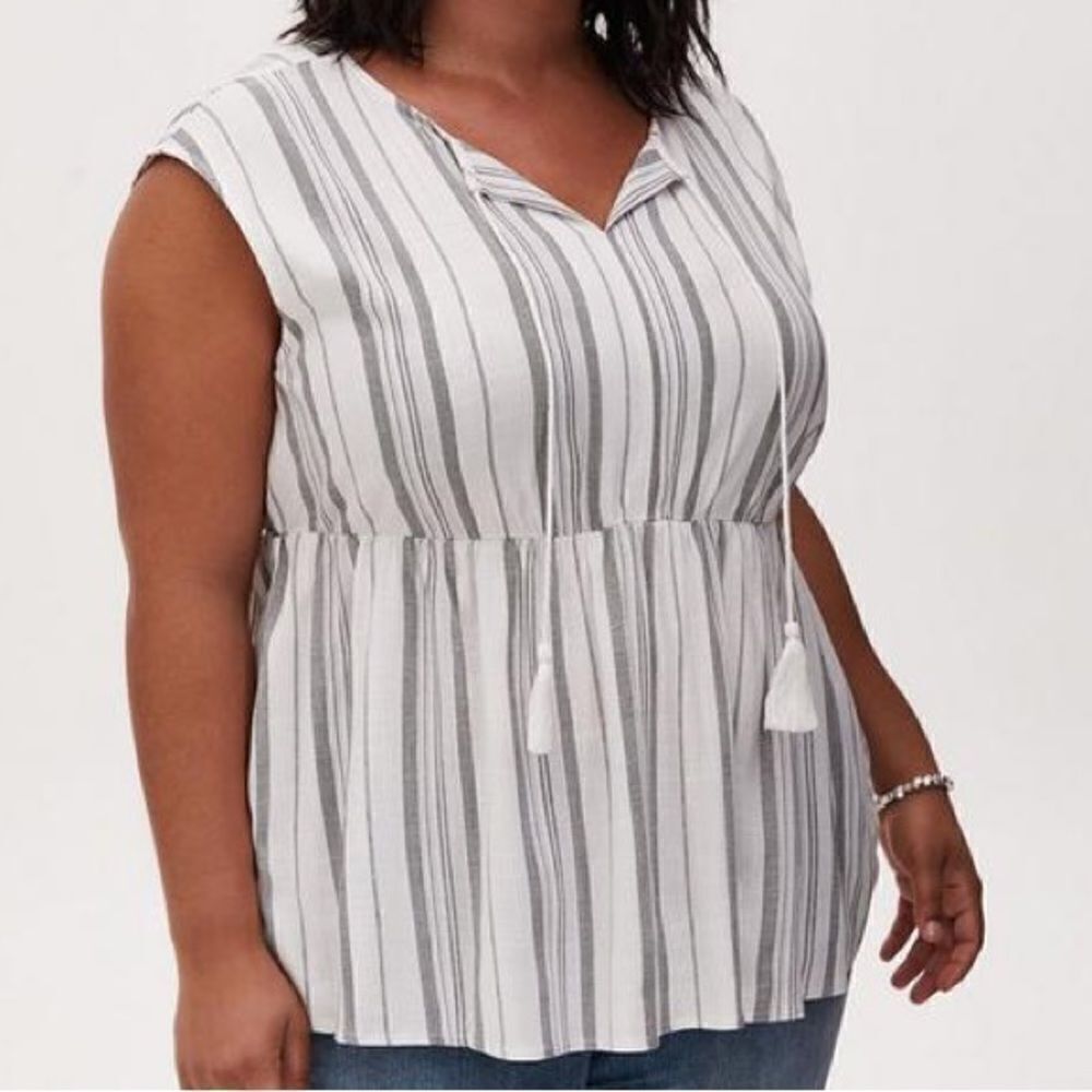 Torrid Stripe Peplum Slub Dolman Top